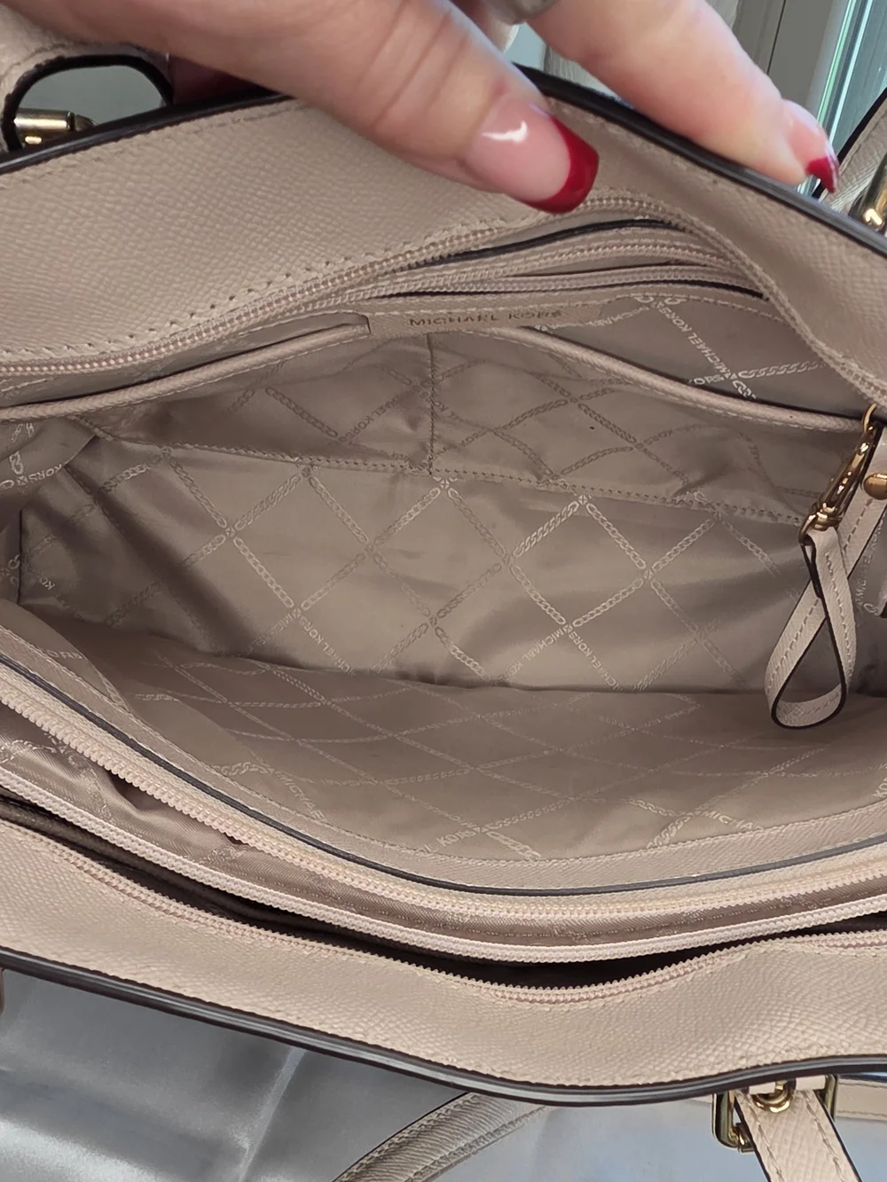 Michael Kors Brown Signature Logo Tote with Blush Leather Trim & Buckle Straps - Picture 9 of 11